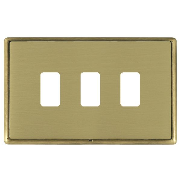Hamilton Linea Rondo CFX Antique Brass Frame Satin Brass Plate 3 Gang 
