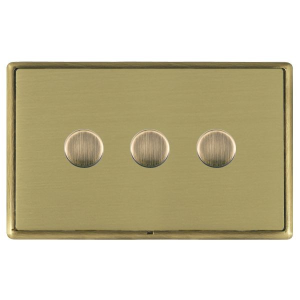Hamilton LineaRondo CFX Antique Brass/Satin Brass Push On/Off Dimmer 3 Gang 2 way with Antique