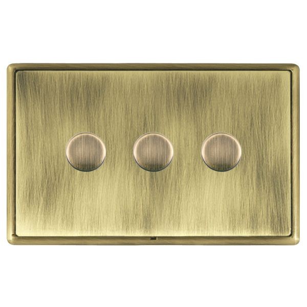 Hamilton LineaRondo CFX Antique Brass/Antique Brass Push On/Off Dimmer 3 Gang Multiway