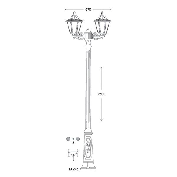 Ricu Rut Fumagalli Rut Ricu-Bisso 2x6W Lamp Post (E26.157.S20.AX.F1R) | UKES