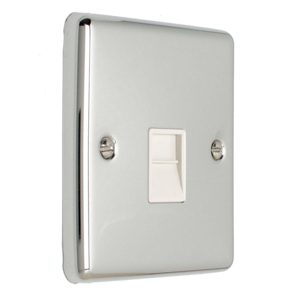 Eurolite Enhance Polished Chrome 1 Gang Slave Telephone Socket with