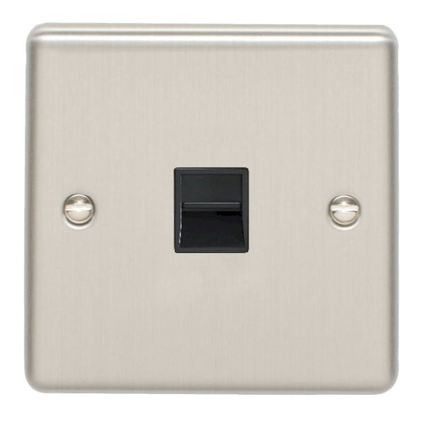 Eurolite Enhance Satin Stainless Steel 1 Gang Slave Telephone Socket