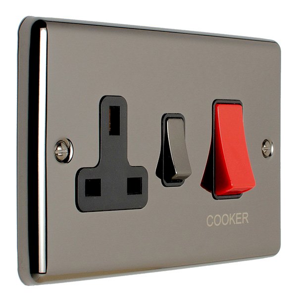 Eurolite Enhance Black Nickel 45A Double Pole Cooker Switch and 13A ...