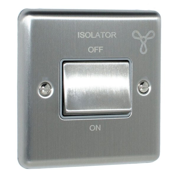Eurolite Enhance Satin Stainless Steel 6A Fan Isolator Switch with Grey