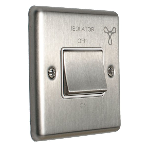 Eurolite Enhance Satin Stainless Steel 6A Fan Isolator Switch with