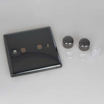 Varilight Classic Iridium Black 2 Gang Rotary Dimmer Matrix Kit | UKES