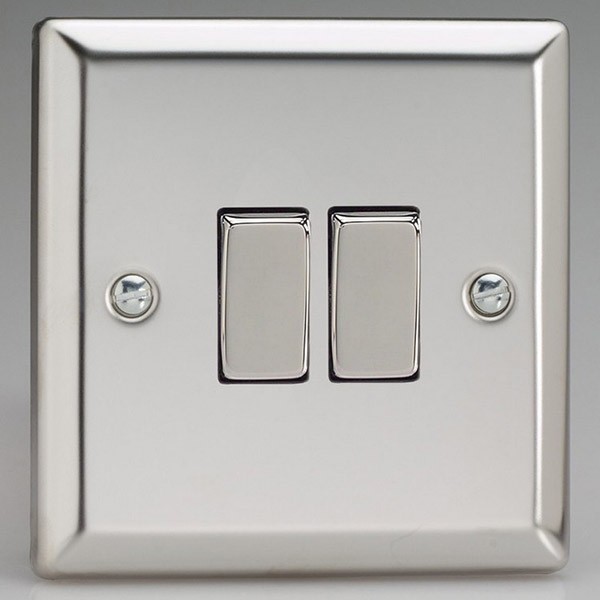 Varilight Classic Mirror Chrome 2 Gang 10a Intermediate Switch