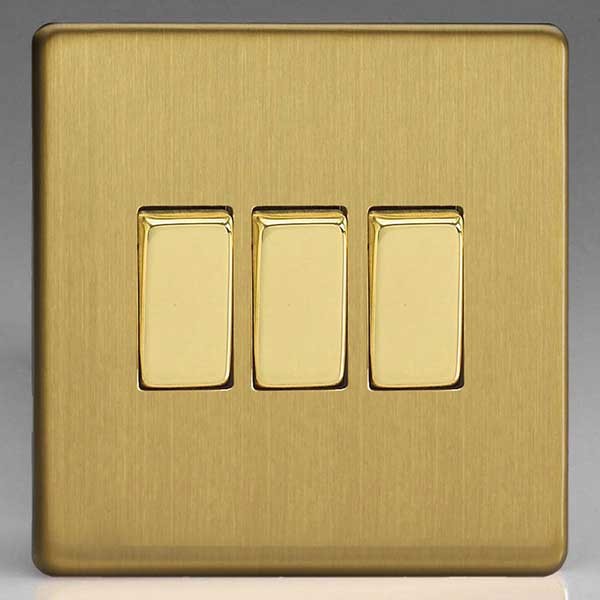 Varilight Screwless 3 Gang 10A 2 Way Switch (XDB3S) UKES