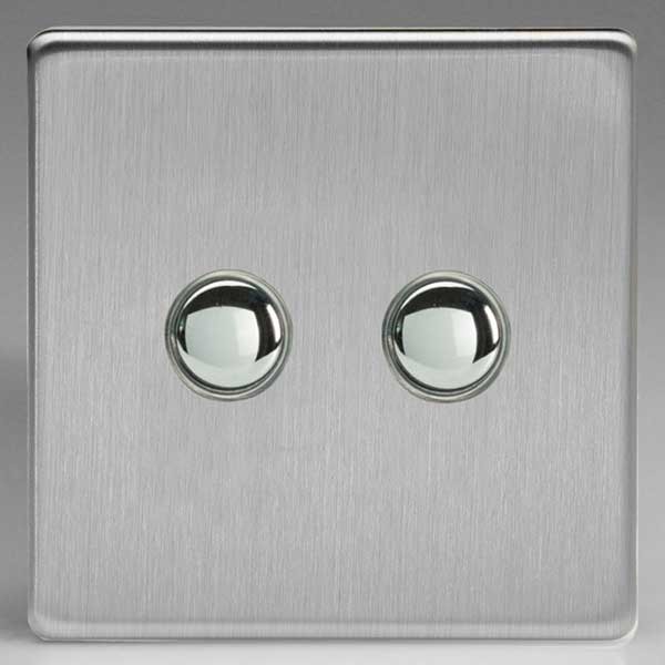 Varilight 2 Gang 6A 2 Way Push-On/Off Impulse Switch (XDSP2S) | UKES