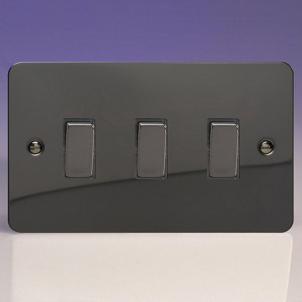Varilight Ultraflat 3 Gang Twin Plate 10A 2 Way Switch (XFI93D) UKES