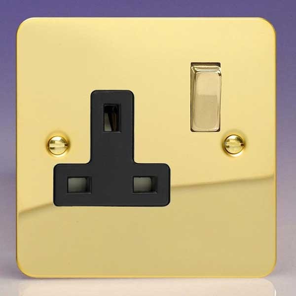 Varilight 1 Gang 13A DP Switched Socket Black Insert XFV4DB UKES