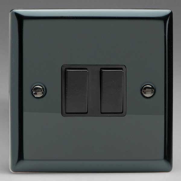 Varilight Classic 2 Gang 10A 2 Way Switch, Black Insert (XI2B) | UKES