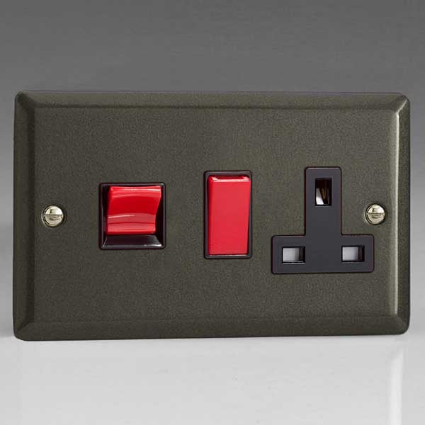 Varilight 45A Cooker Switch, 13A DP Switched Socket (XP45PB) | UKES