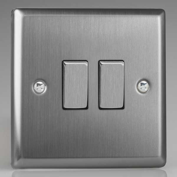 Interruptor Atenuador Varilight Classic Acero Cepillado – Enchufe De Palanca Para Cocina O TV