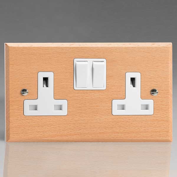 Varilight 2 Gang 13A Switched Socket White Switches XK5BEW UKES