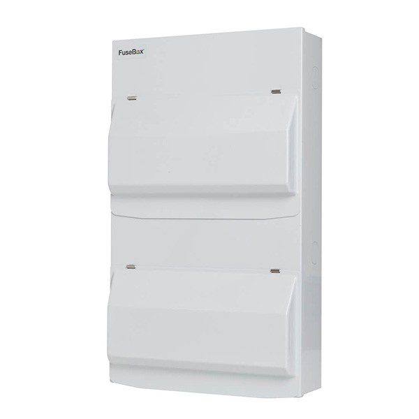 FuseBox F2 27 Way Consumer Unit Dual 100A 30mA Type A RCDs, T2 Surge