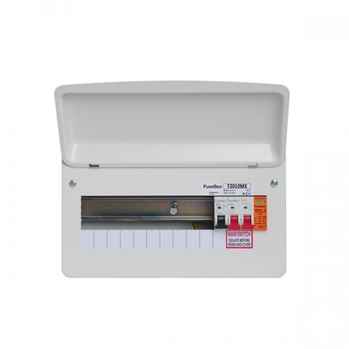 FuseBox 10 Way Consumer Unit 100A MS, T2 SPD, Clamp (F2010MX) UKES