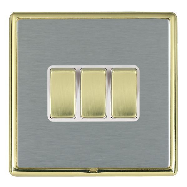 Hamilton Linea Rondo CFX Polished Brass Satin Steel 3 Gang 2 Way Rocker 