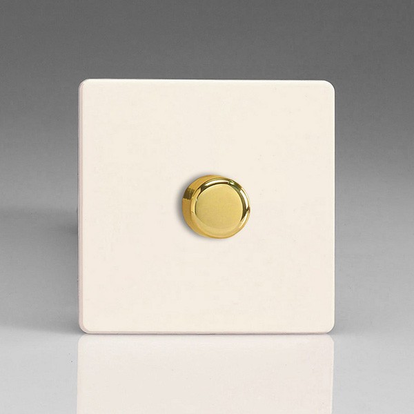 Varilight Screwless Primed 1 Gang Rotary Dimmer Matrix Kit with Brass