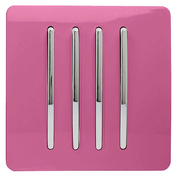 Pink Switch Rocker Needle Trendi Pink 4 Gang 2 Way Rocker Light Switch | UKES