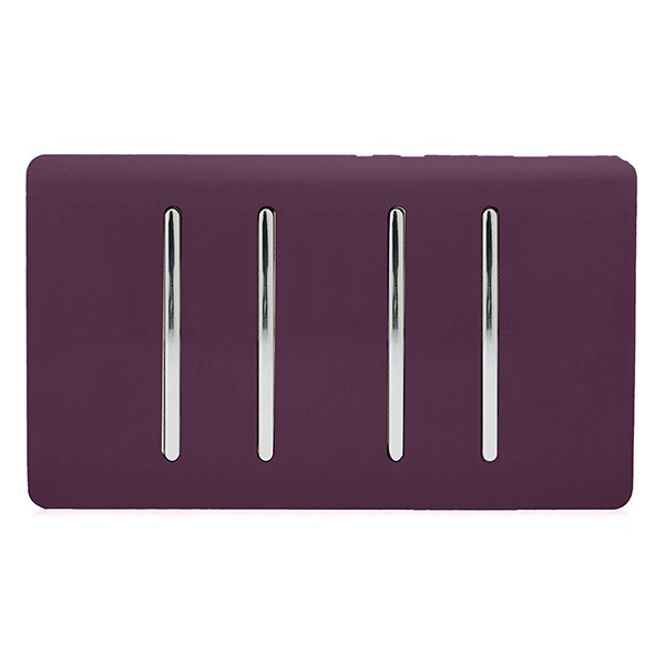 Plum Rocker Trendi Plum 4 Gang 2 Way Twin Plate Rocker Light Switch | UKES