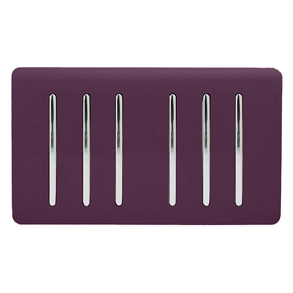 Plum Rocker Trendi Plum 6 Gang 2 Way Rocker Light Switch | UKES