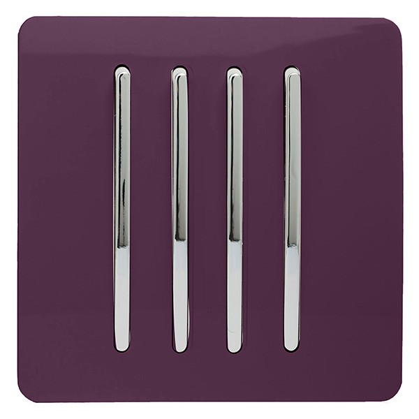 Plum Rocker Trendi Plum 4 Gang 2 Way Rocker Light Switch | UKES