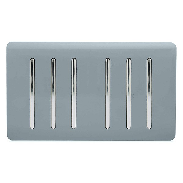 Trendi Cool Grey 6 Gang 2 Way Rocker Light Switch | UKES