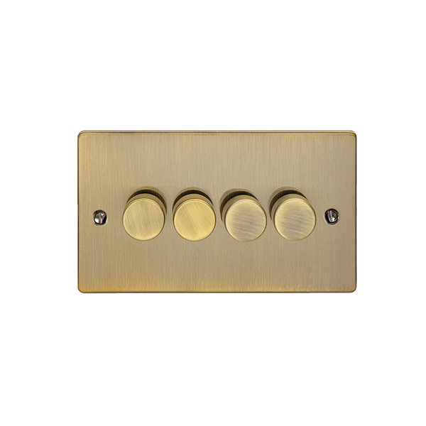 Eurolite Enhance Antique Brass 4 Gang 400W LED Dimmer Switch UKES