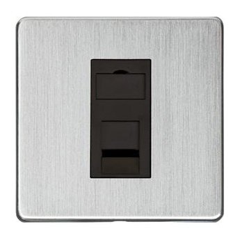 Heritage Brass Studio Satin Chrome 1 Gang RJ45 Socket with Black Insert ...