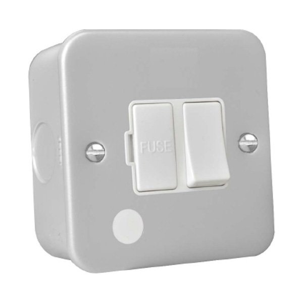 Hamilton Metalclad Grey 13A Double Pole Switched Fused Spur and Cable