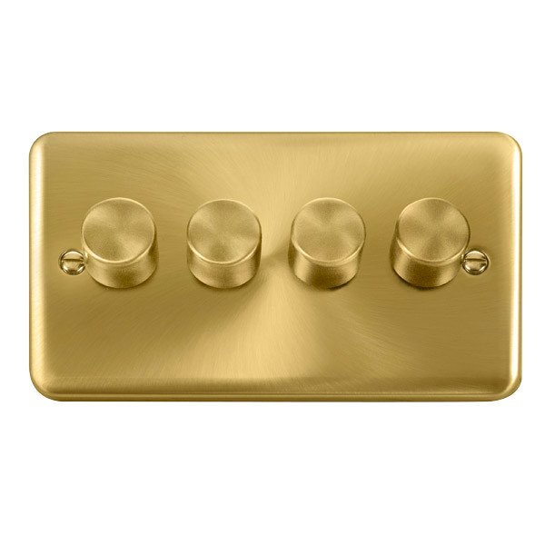Click Deco Plus Satin Brass 4 Gang 2 Way 100W Dimmer Switch with Satin
