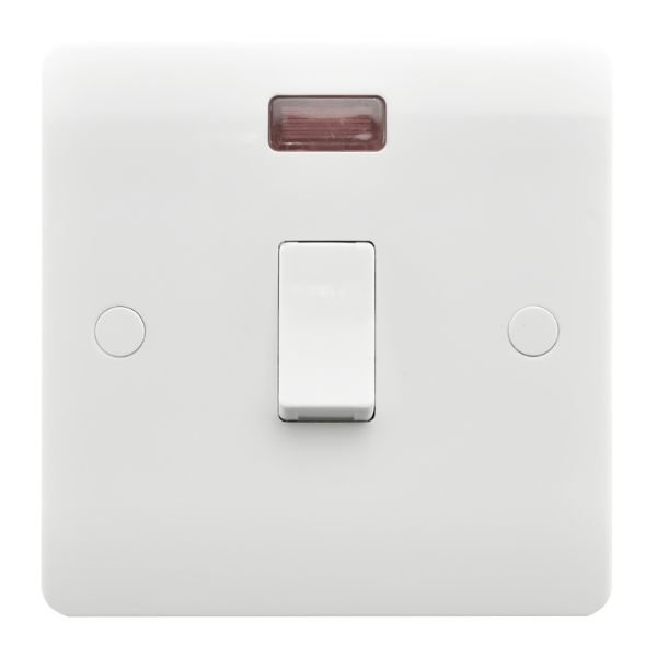 Hamilton Verve White 1 Gang 20AX Double Pole Switch and Neon with White